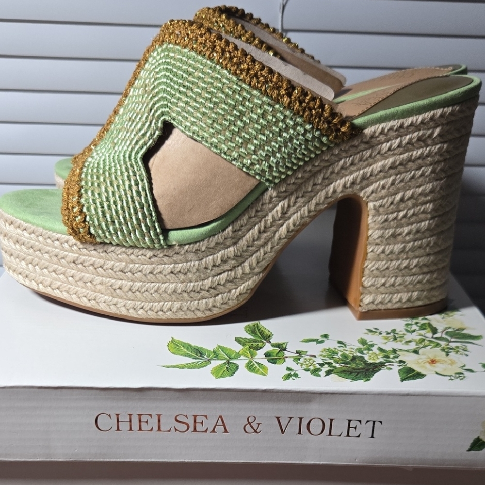 Chelsea &‎ Violet Mint and Mustard Woven Platforms Size 9 M - Picture 5 of 7